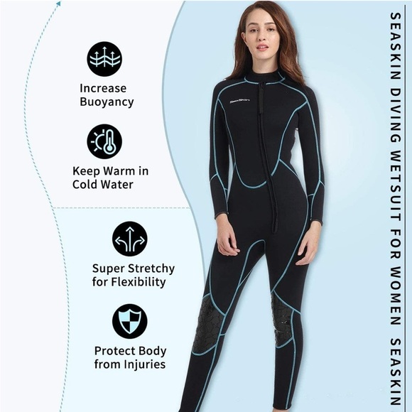 Seaskin 3mm Womens Fullsuit Wetsuit - Picture 2 of 9